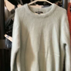 Ellen Tracy Soft Green fuzzy Crew‎ Neck Sweater